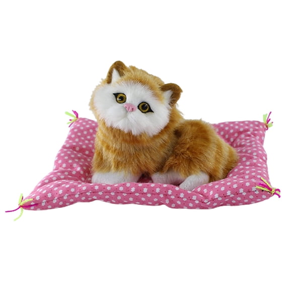Cats Doll with Sound Birthday Gift PP Cotton Plush Sleeping Cats Toy for Children Soft Stuffed Animal Cuddly Plushie Bed Companion Soothing Toy for Girls & Boys Nursery Decor