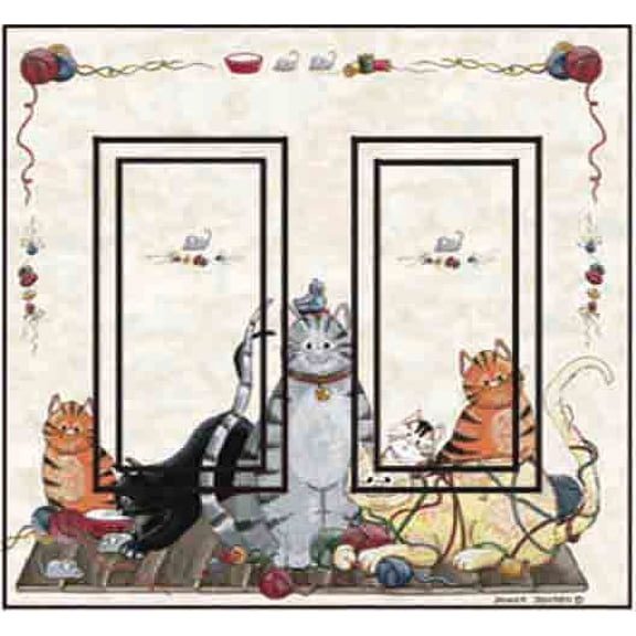 Cats Double Rocker SwitchStix Peel and Stick Art Deco Switch Plate Cover Applique Washable Heat/Steam/Water-Resistant - 1 unit