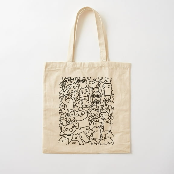 Cats Drawing Cotton Tote Bag Canvas Tote Bag, Family Gift For Mother, Her