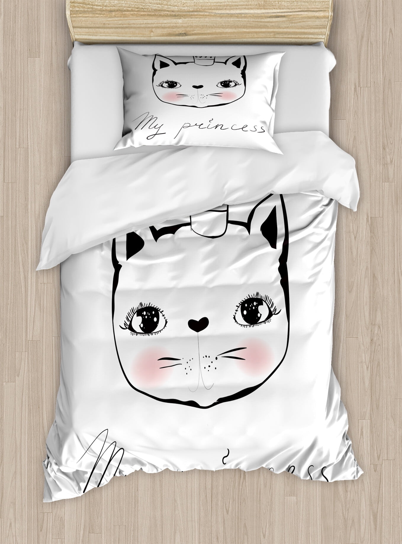 Cartoon Cat Print Letter Bedding Sets