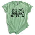 thumbnail image 1 of Cats Eating Ramen T-shirt, Unisex Women's Men's Shirt, Cute Cat Eating Ramen Noodles Funny Kitten, Heather Apple Green, Small, 1 of 6