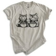 thumbnail image 1 of Cats Eating Ramen T-shirt, Unisex Women's Men's Shirt, Cute Cat Eating Ramen Noodles Funny Kitten, Light Silk Gray, XX-Large, 1 of 6