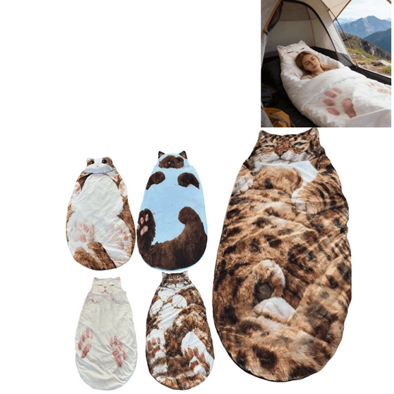Cats Envelopes Sleeping Bag Durable Plush Material Sleepovers Camping Indoor Home Lounging Decor,D