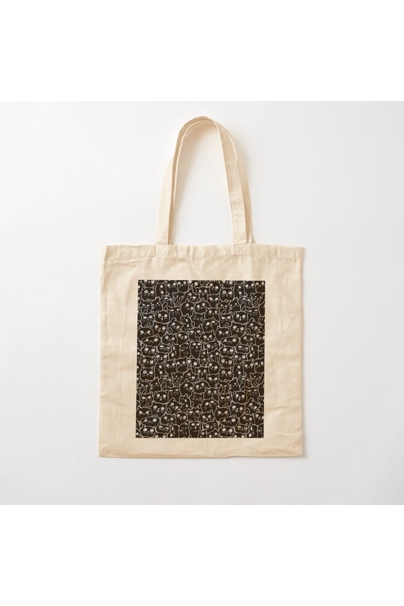 Cats Everywhere Dark Cotton Tote Bag Canvas Tote Bag, Family Gift For Mother, Her