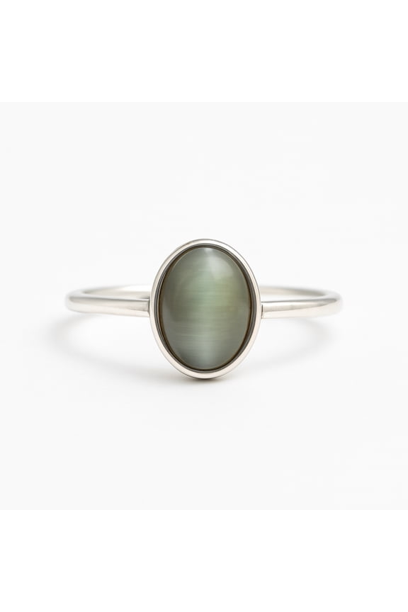 Cats Eye Ring, 925 Solid Sterling Silver, Gemstone Ring, Handmade Jewelry, Promise Ring size 7.5