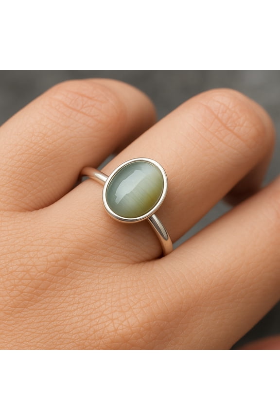 Cats Eye Ring, 925 Solid Sterling Silver, Gemstone Ring, Handmade Jewelry, Promise Ring