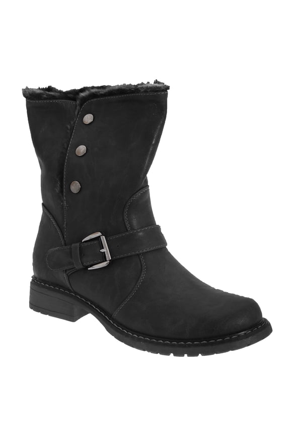 Womens Fold Down Biker Style Ankle Boots