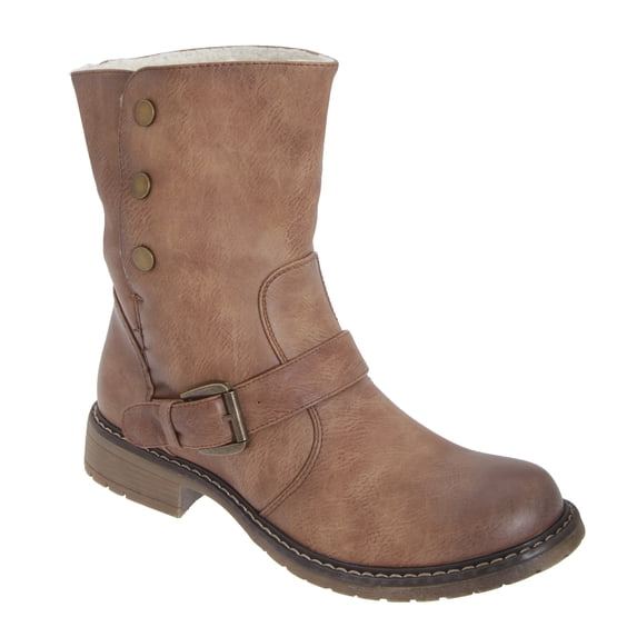 Cats Eyes Womens Fold Down Biker Style Ankle Boots