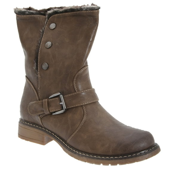 Cats Eyes Womens Fold Down Biker Style Ankle Boots