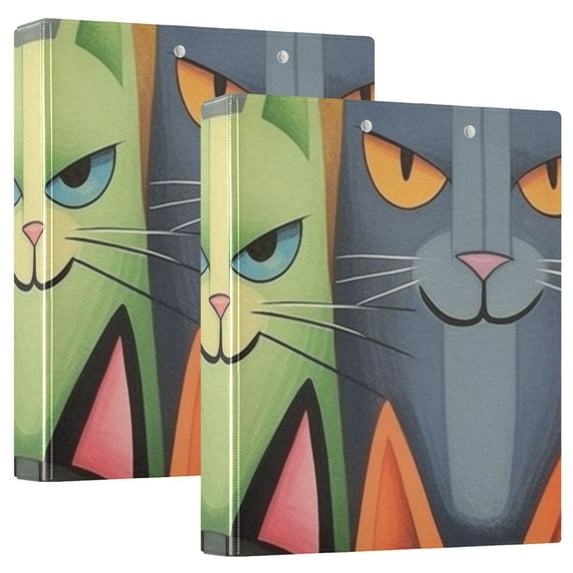 Cats Faces 3 Ring Binders 1.5 inch Hardcover File Folders with Interior Pockets A4 Size Organizer for School Office Hospital