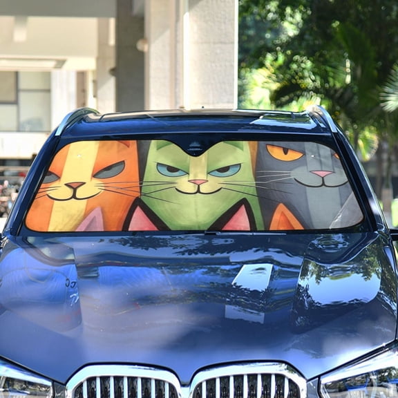 Cats Faces Automotive Front Car Windshield Sun Shade Reflector Foldable for Front Fit for Cars Truck SUVs