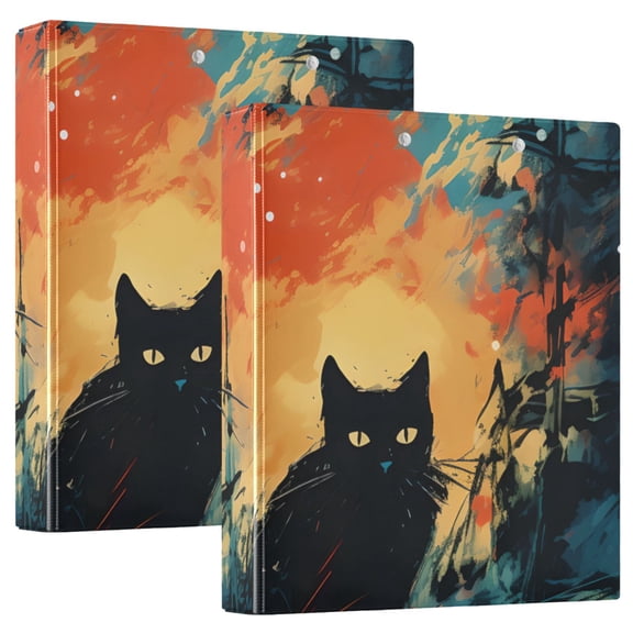 Cats Fire Ruins 3 Ring Binders 1.5 inch Hardcover File Folders with Interior Pockets A4 Size Organizer for School Office Hospital