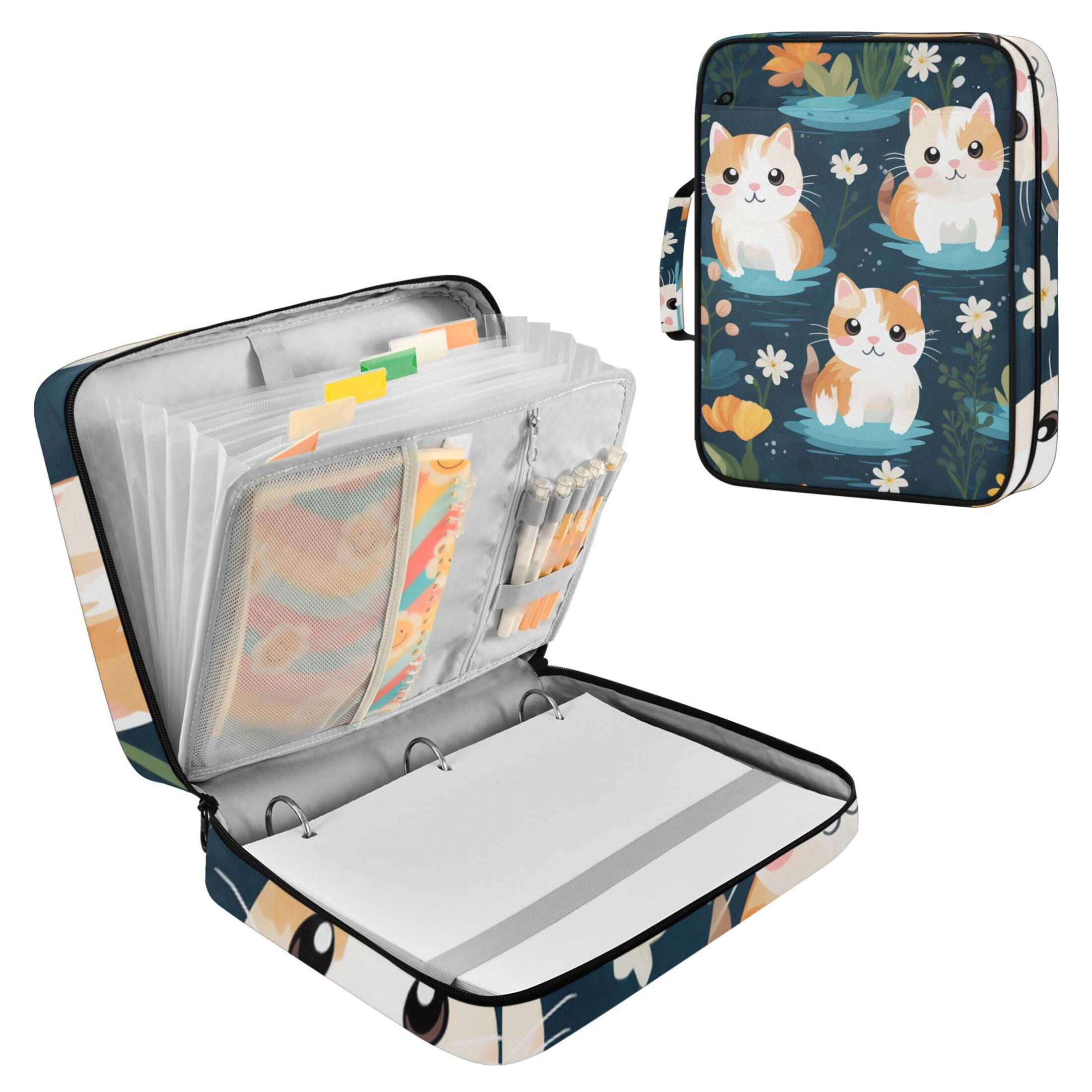 Cat File Floder Computer Cats Floating on Water Flowers Leaves Accordion File Organizer ...