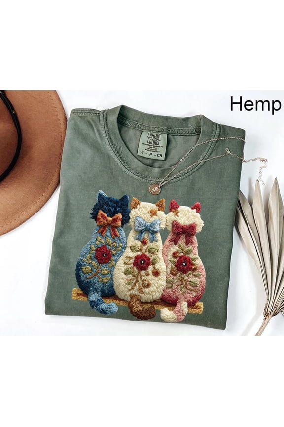 Cats Flower Knit Cute Cat Lover Cat Lover Cat Summer Cool Cat T-Shirt All Size S-3XL