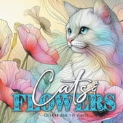 Cats and Flowers Coloring Book for Adults Zentangle Cats Coloring Book for Adults Line Art Cats Coloring Book zentangle, Paperback