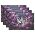 thumbnail image 1 of Cats Flowers Floral Purple 12×18 inch Placemats Heat Resistant Washable Foldable Rectangular Placemats Set Decoration Indoor Outdoor for Kitchen Dining Table 1PC, 1 of 8