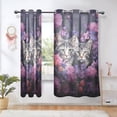 thumbnail image 1 of Cats Flowers Floral Purple Blackout Curtains Thermal Insulation 63 inch Grommet for Bedroom Living Room Bathroom Kitchen Windows 2 Pack, 1 of 6