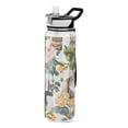 thumbnail image 1 of Cats Flowers Leaves Sports Water Bottle Portable Travel Mug 32oz BPA Free Leak Proof Straw Transparent Tritan for Gym Yoga Cycling Camping, 1 of 7