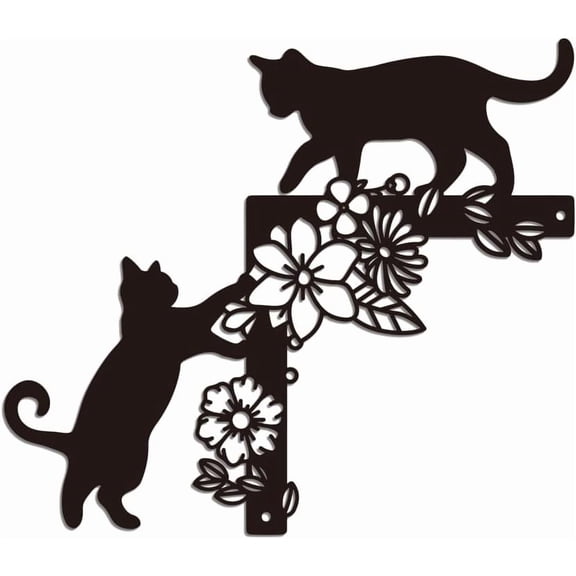 Cats Flowers Wall Art Decor Cats Playing Metal Wall Art Decor Cats Flower Frame Metal Wall Sculptures Home Kitchen Bedroom Living Room Bathroom Outdoor Wall Decoration for diy