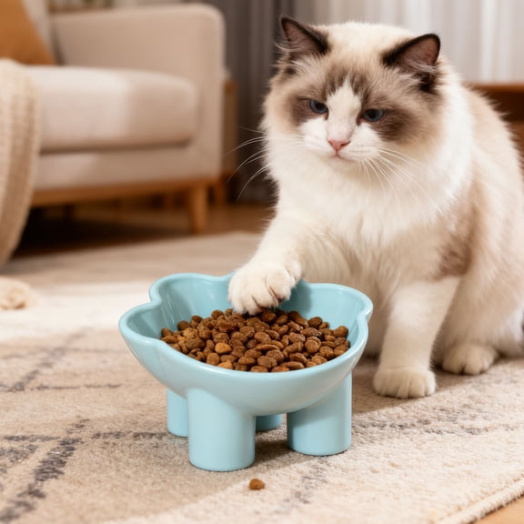 Cats Food Bowl Large Capacity Pet Food Bowl Cute Drinking Bowl For Cats To Protects The Neck J