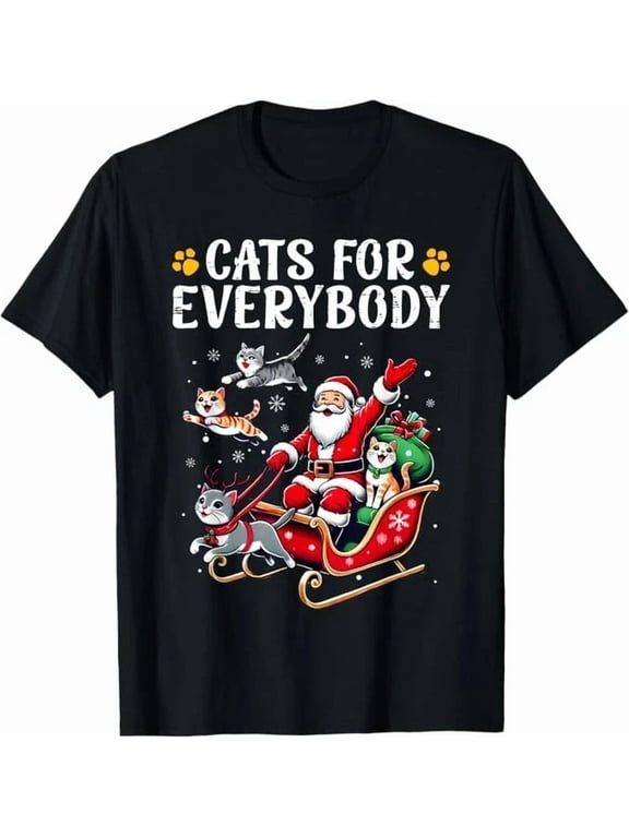 Cats For Everybody Christmas Cat Funny Xmas Men Women Santa T-Shirt