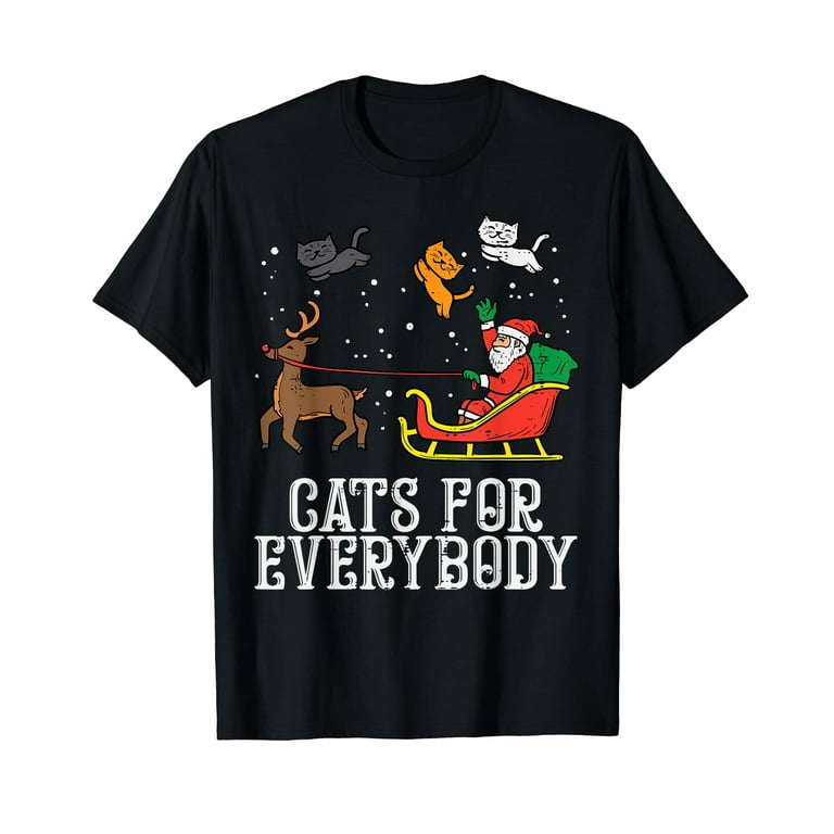 Cats For Everybody Christmas Cat Funny Xmas Santa T-Shirt - Main Image