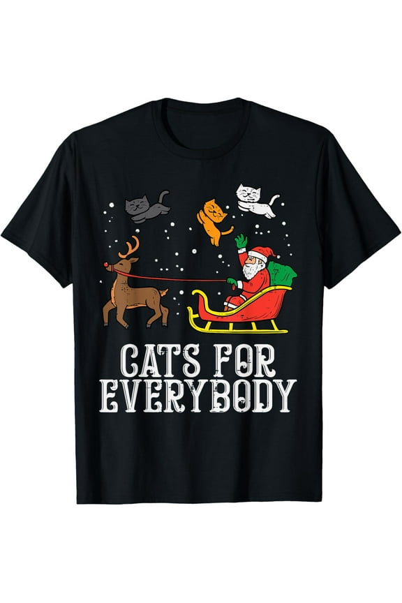 Cats For Everybody Christmas Cat Funny Xmas Women Santa T-Shirt