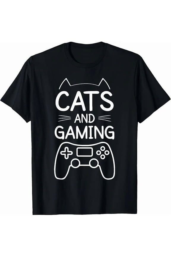 Cats Gaming Humor Gamer Cat Guy Design Cat Lover Gift Unisex T-Shirt, up to Size 5XL