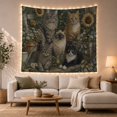 thumbnail image 1 of Cats Garden Setting with Upper Left Long Haired, Playful Illustration for Cat Lovers, Cat Wall Art, Mother'S Day Gift, Tapestry Wall Hanging for Bedroom, Living Room and Dorm, 1 of 7