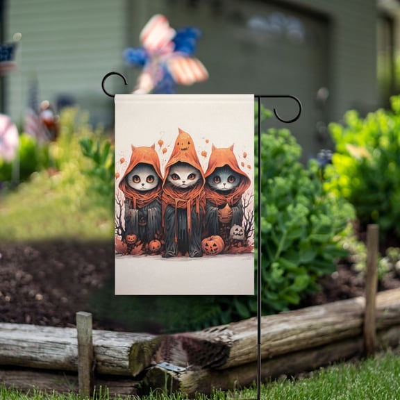 Cats Halloween Pumpkin Garden Flag Double Sided Outdoor Banners for Courtyard Outdoor Lawn Farmhouse Holiday Decorations
