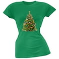thumbnail image 1 of Cats In Christmas Tree Green Juniors Soft T-Shirt, 1 of 1