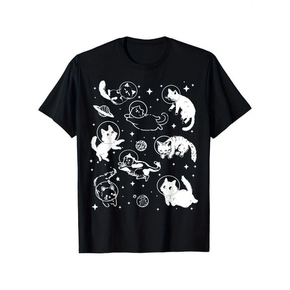 Cats In Space Retro T-Shirt, mens clothes, mens t shirts 100%cotton, S-XXXL
