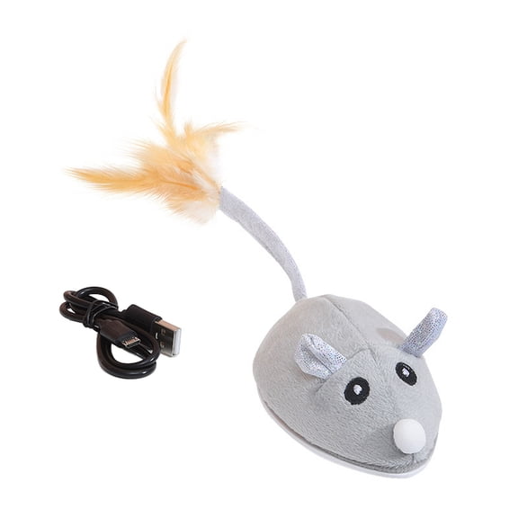 Cats Interactive Mice Toy USB Soft Flocking Mouse Kitten Catch Training for Indoor Cats Flexible for Play To