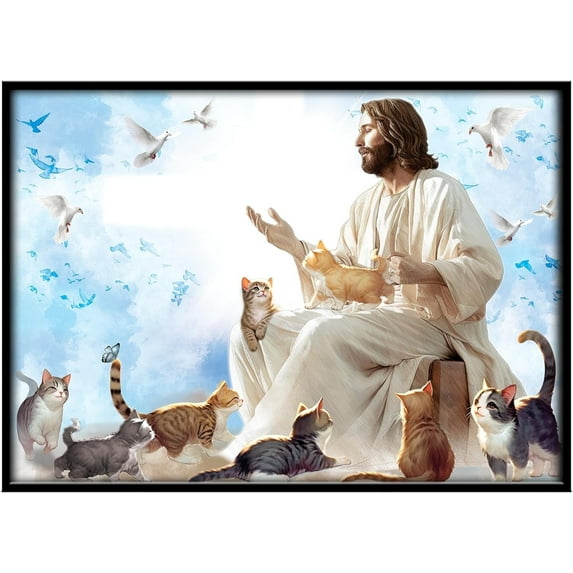 Cats Jesus Surrounded By Cats Canvas 1.5in 36" x 24"