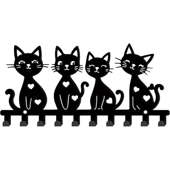Cats Key Holder Wall Mount Animal Key Hanger 10 Hooks Farmhouse Key Holder for Wall Key Rack Metal Key Organizer Key Hooks for Dog Leash Home Kitchen Entryway Front Door Making DIY