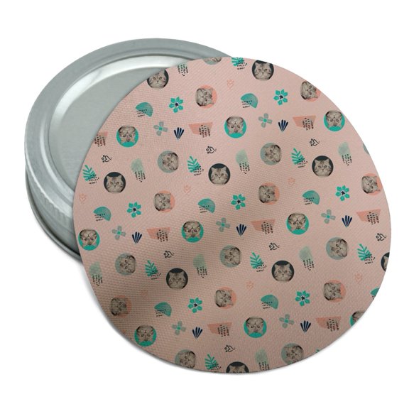 Cats Kittens Flower Pink Teal Pattern Round Rubber Non-Slip Jar Gripper Lid Opener