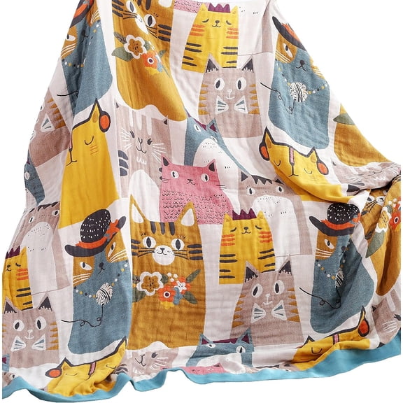 Cats Kitty  Girls Cute Blanket Throw for Bed Sofa Couch, Combed  4 Layer Soft Warm Quilt  Throw Blanket Comforter Bed Coverlet  60 in x 80 in