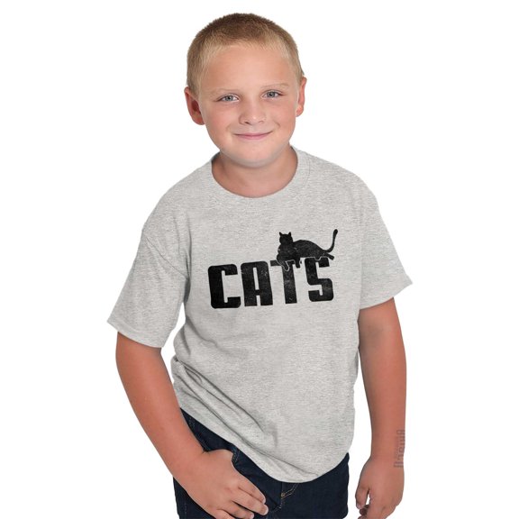 Cats Kittycat Feline Lovers Cool Cute Crewneck T Shirts Boy Girl Teen Brisco Brands L