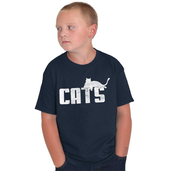 Cats Kittycat Feline Lovers Cool Cute Crewneck T Shirts Boy Girl Teen Brisco Brands XS