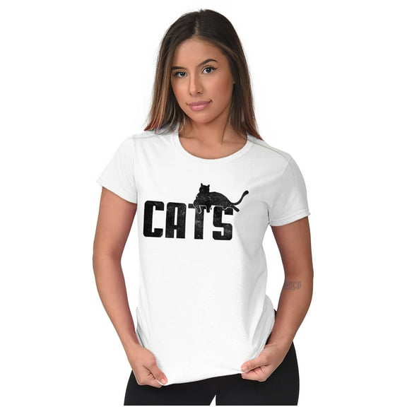 Cats Kittycat Feline Lovers Cool Cute Womens Slim Fit Graphic Tee Brisco Brands L
