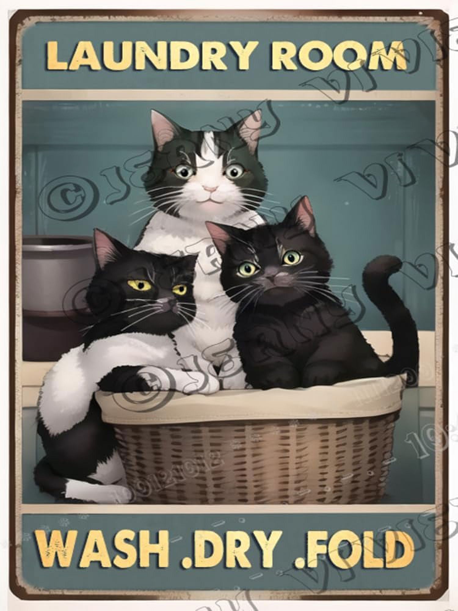 Cats Laundry Room Wash Dry Vintage Tin Sign, Best Farmhouse Decor Gift ...