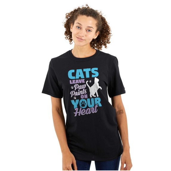 Cats Leave Paw Prints on Your Heart Women's Plus Size Graphic Tee Brisco Brands 2X