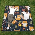 thumbnail image 1 of Cats Leaves Flowers Beach Blanket Outdoor Picnic Blanket 78"x 78" Waterproof Foldable for Beach Camping Travel Hiking Grass Lawn Park, 1 of 5