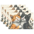 thumbnail image 1 of Cats Leaves Hearts 12×18 inch Placemats Heat Resistant Washable Foldable Rectangular Placemats Set Decoration Indoor Outdoor for Kitchen Dining Table 4PCs, 1 of 8