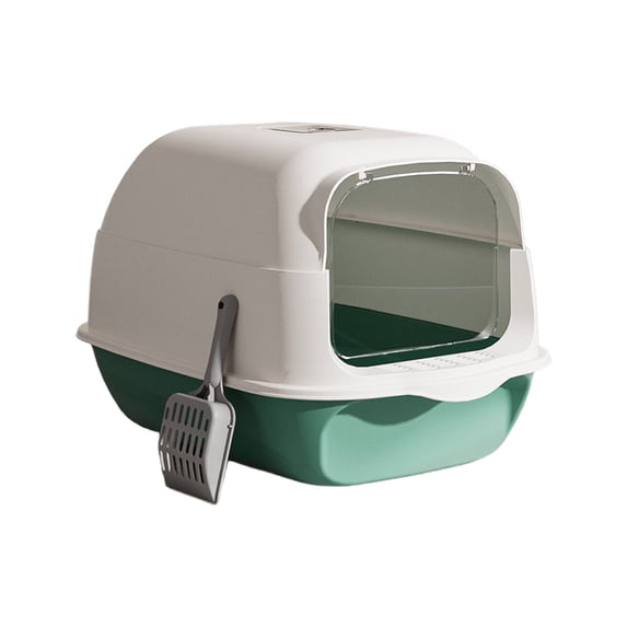 Cats Litter Box Cats Litter Tray with Lid Covered Large with Fully Enclosed Litter Pan Cats Toilet Tray Pussy Litter Box Splashly-proof with Cover Shovel Green