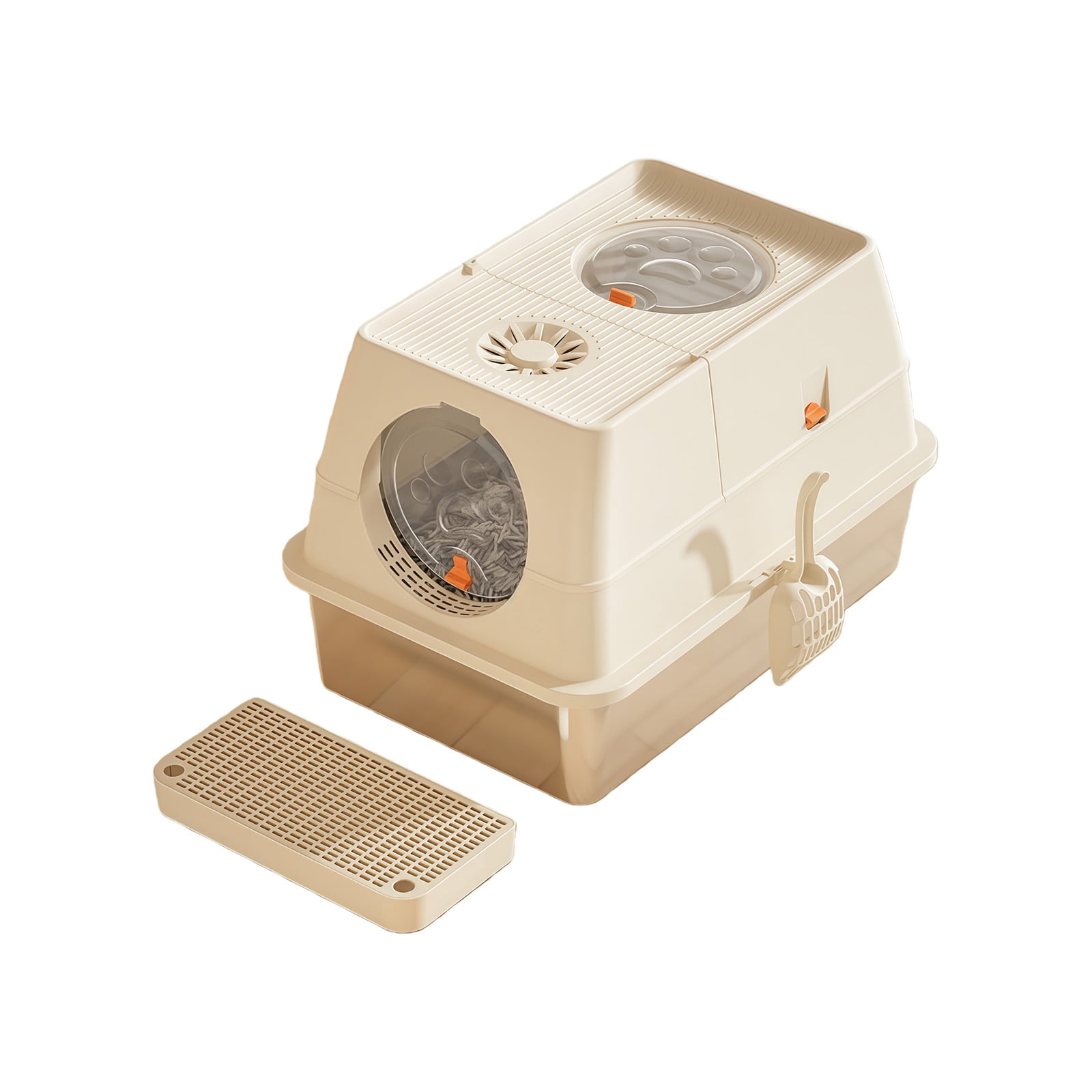 Cats Litter Box Feature Sand Fall Preventions Step Reduces Scattering ...