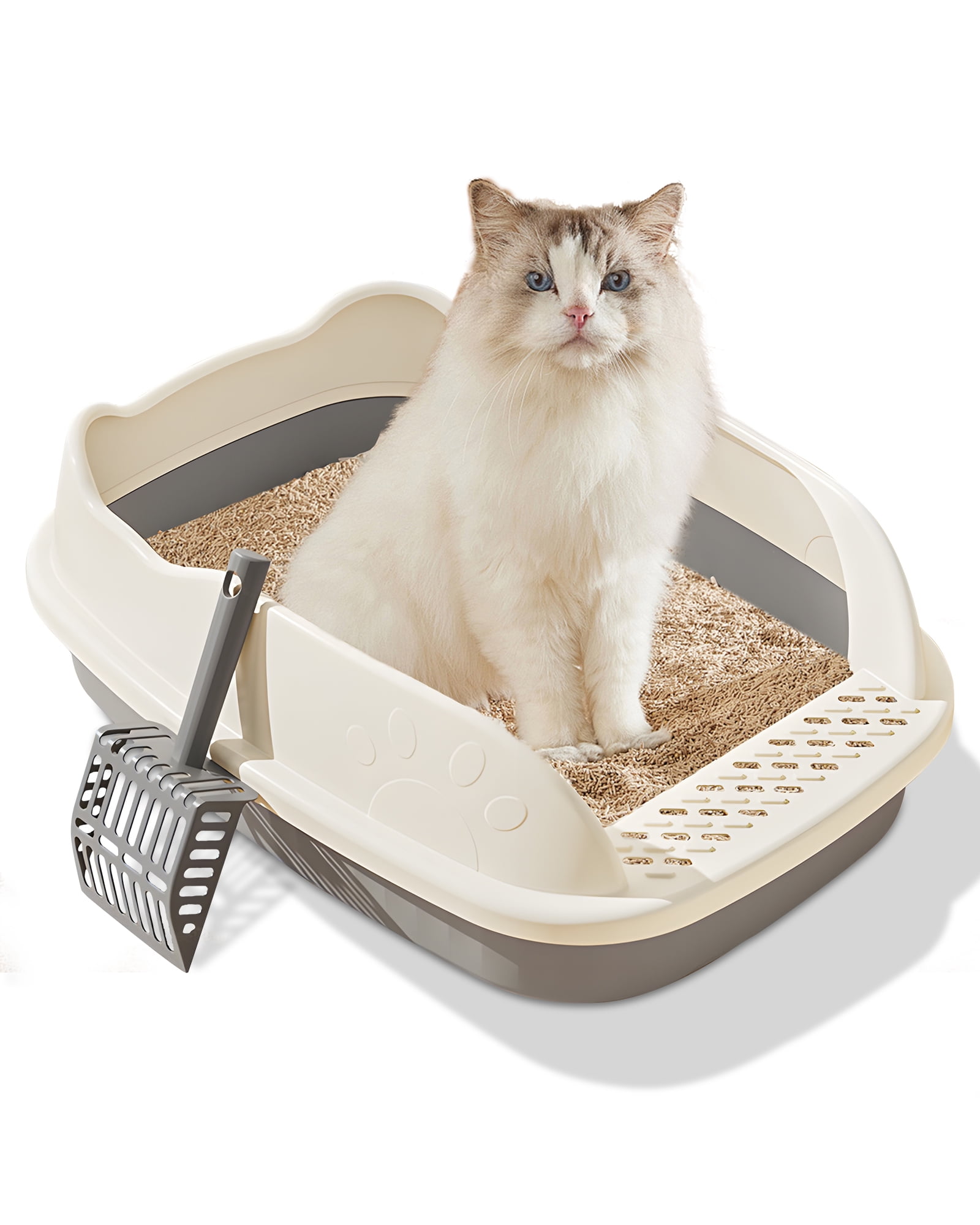 Cats Litter Box, Height Litter Box for Small and Large Animals, Easy Entry, Easy to Clean, Non Stick Smooth Surface