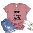 thumbnail image 1 of Cats Make Me Happy Shirt Kitty Mom T-shirt Women's Kitten Tee Animal Lover Tshirt Cat Mama Gift Paw Owner Shirts, 1 of 3