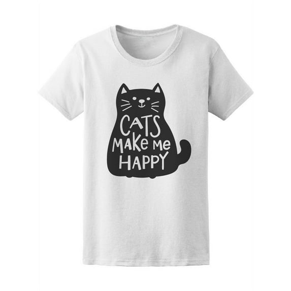Cats Make Me Happy T-Shirt Women -Image by Shutterstock, Female Large