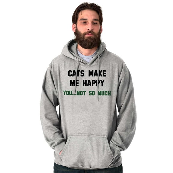 Cats Make Me Happy You Not So Much Unisex Plus Fleece Graphic Hoodie Brisco Brands 5X
